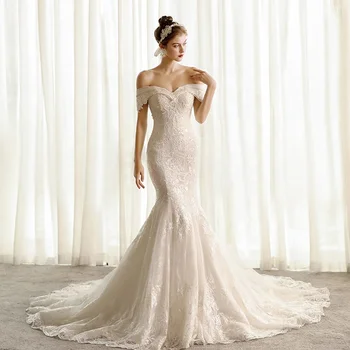 SL6814 elegant Ivory wedding dress 2022 mermaid corset bride dresses lace wedding gowns for woman plus size bridal dress