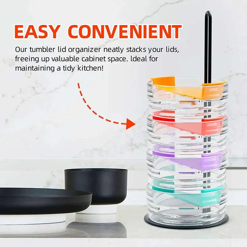 Reusable water bottle lid rack tumbler lid organizer with collapsible design for kitchen
