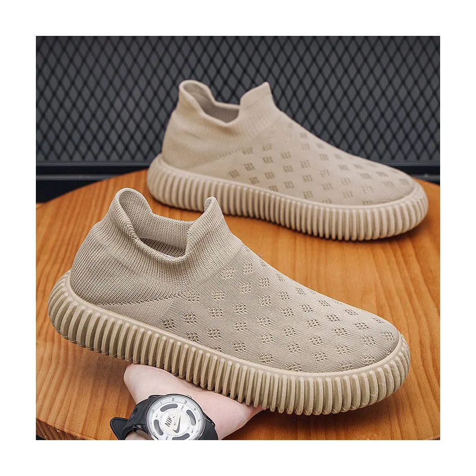 Men's Shoes Flying Woven 2024 Spring New Korean Casual Sports Shoes Men Breathable Sock Sneakers For Men