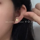Earrings In Stock Fashion Women Jewelry New Design Stainless Steel PVD Gold Plated Ear Stud Letter Earrings