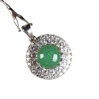 Gem Necklaces Silver Longquan Celadon Gem Outer Ring Elegant Retro High Quality Pure Silver Lady Necklace