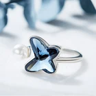Butterfly Ring 925 Silver Silverbutterfly Gem Open Crystal Cuff Butterfly Ring 925 Sterling Silver