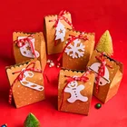 DIY Kraft Paper Christmas Candy Bag Cookie Box With White Tag Ribbon Gift Box