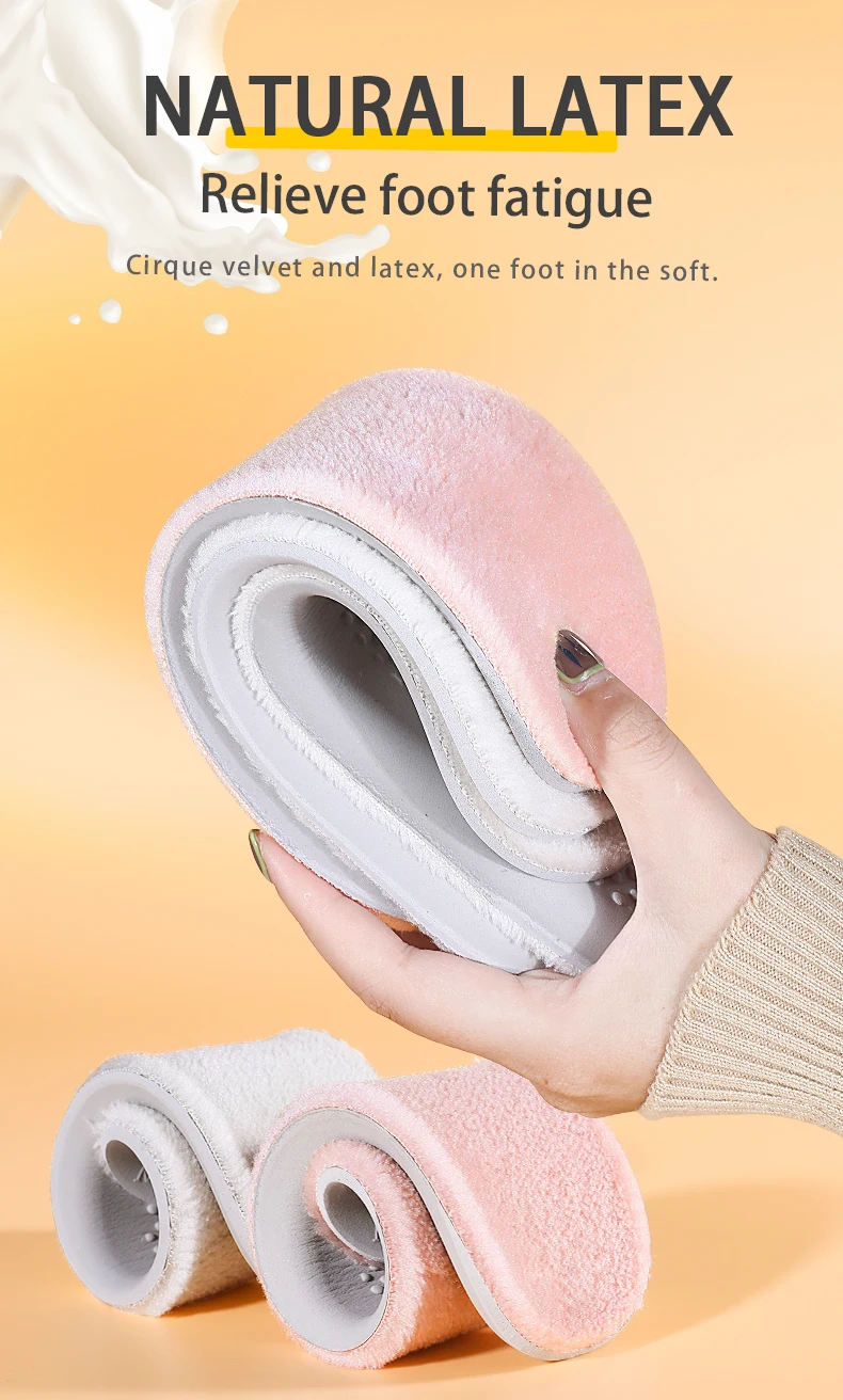 Latex Thermal Insoles for Women, Velvet Looped Winter Boots, Soft & Elastic Latex Thermal Insoles for Women, Velvet Looped Winter Boots, Soft & Elastic