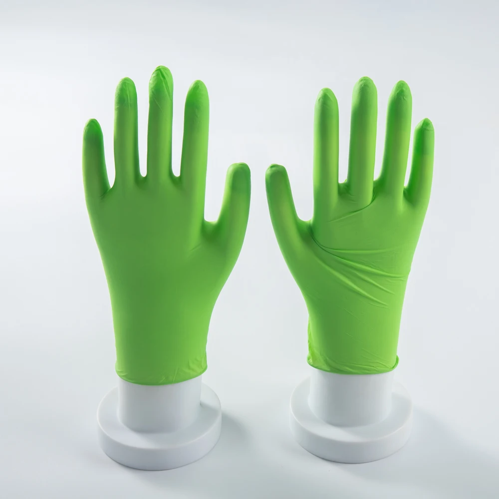 Wholesale beauty salon custom box  green tattoo beauty make up powder free green nitrile gloves