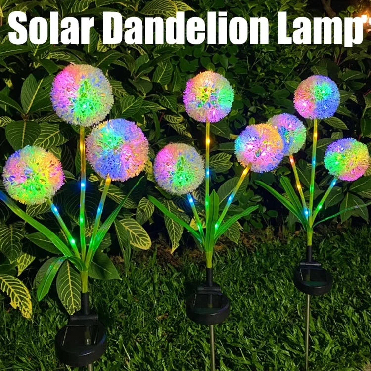 Landscape Walkway Lawn Lamp Petals Multi Color Stake Decoration IP65 Color Changing Pathway dandelion led solar garden light