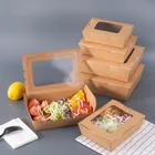 Kraft Paper Disposable Waterproof And Oilproof Fast Food Packed Sushi Take-out Tray