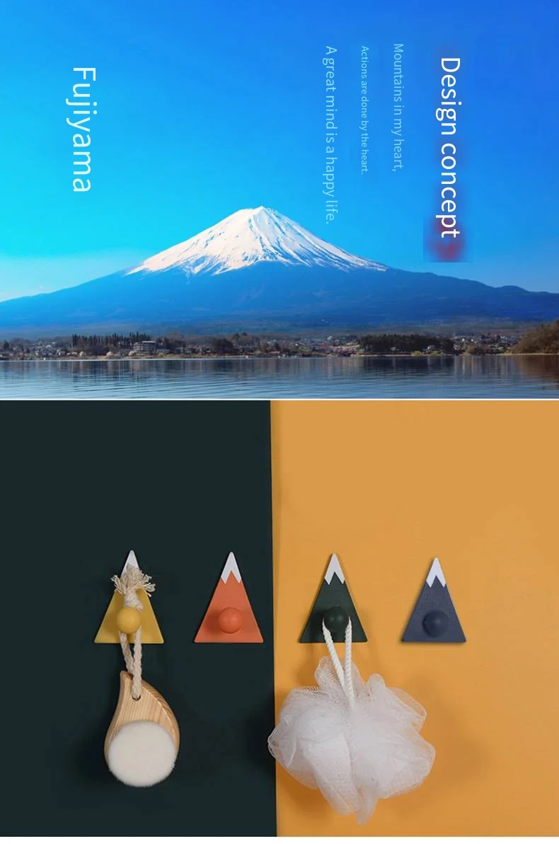 Creative Mount Fuji novelty hooks wall decoration 4 install seamless sticky novelty hooks bag hanger pagkatapos isara ang pinto paggawa