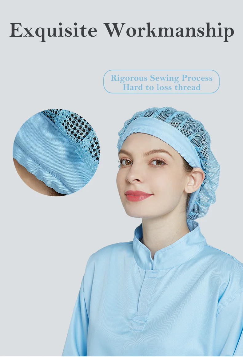 KL-3006 Polyester Mesh Hat with Adjustable Rope for Food Factory and Workshop - Dust Proof Mesh Style Cap