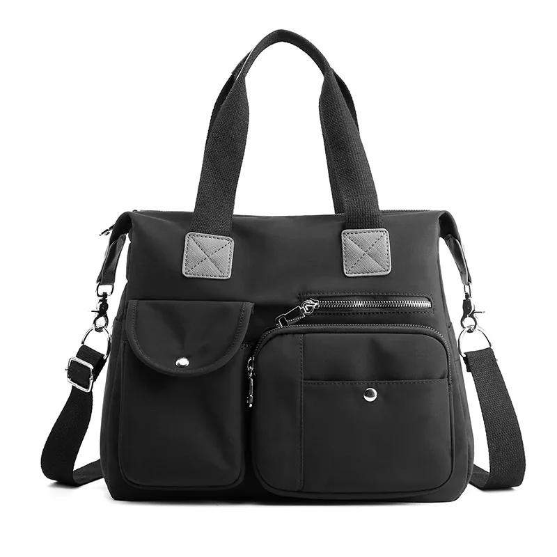 Spacious Purse by FVM Waterproof Nylon Tote Bag Shopper Handbag Shoulder Bag for Women Zipper Anti Theft Pockets 