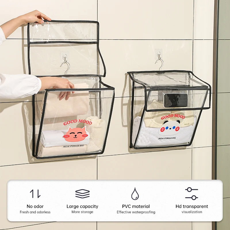 New bathroom storage bag wall hanging waterproof organizer collection for clothes underwear storage bag