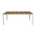 Table Luxary Alu. Frame In Powder Coating With Eucalyptus Wood Table Top Dining Table