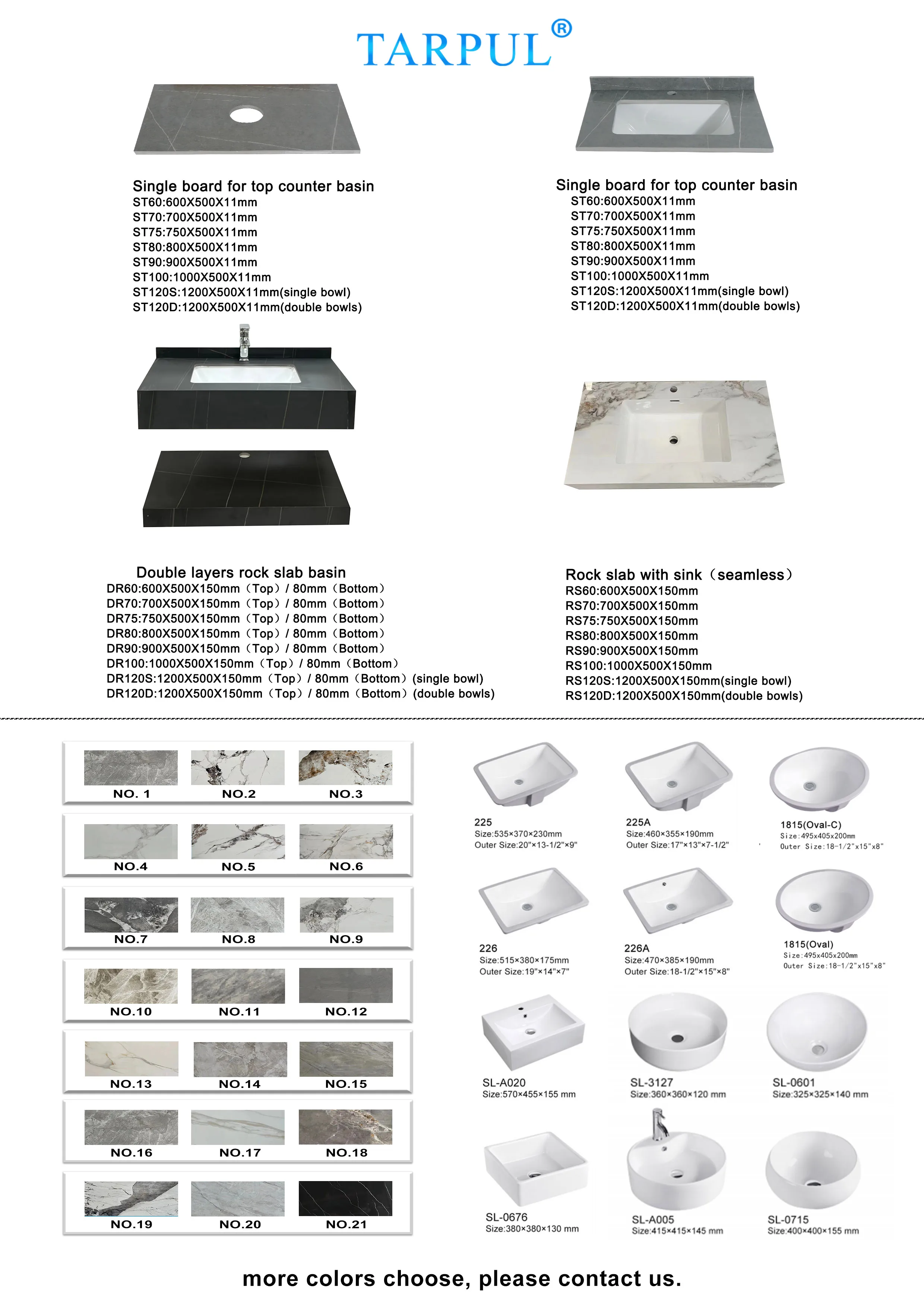 Tarpul Modern Sanitary Ware Rectangular Basin Sink Solid Surface Resin Kitchen Cabinet for Hotel Use factory