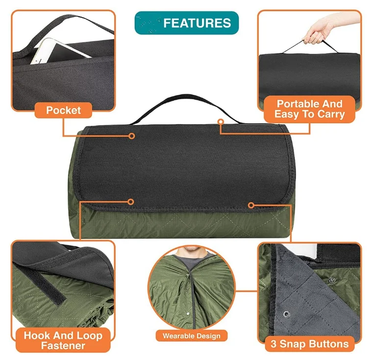 Wq Custom Recyclable Quilted Picnic Blanket Large Blanket Outdoor