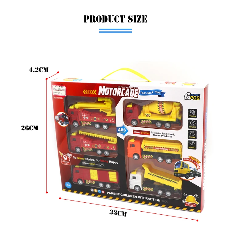 2021 Best selling toy fire truck plastic construction vehicle sets high quality pull back toys truck for kid