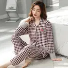 Plaid Pajamas Fashion New Plaid Pattern Home Comfortable Pajamas Suit For Women