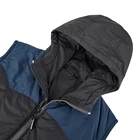 Vest Hoodie Blue Black Color Block Women Waterproof Lightweight Stand Neck Quilted Down Puffer Vest With Hoodie