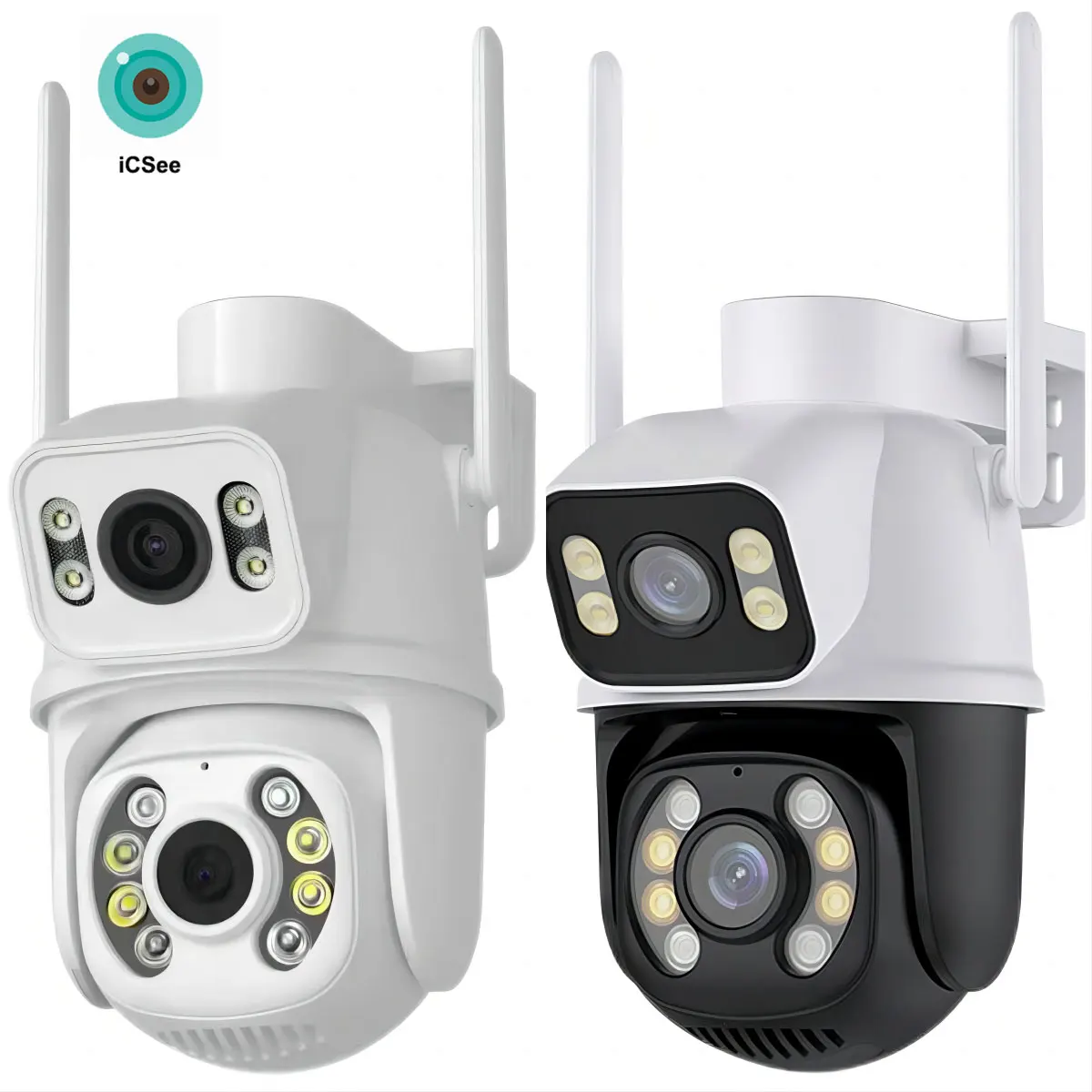 6MP 8MP Outdoor Dual Lens Wireless ip Camera cctv ICsee Wifi dual ball machine linkage Camera 4K Dual Lens ptz Network Camera