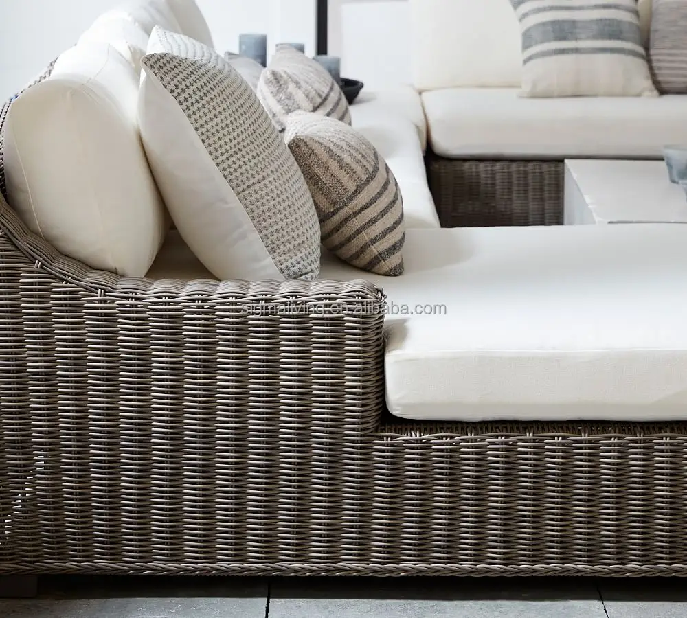 rattan outdoor furniture 5-Piece double chaise sectional outdoor sofa set wicker sofa