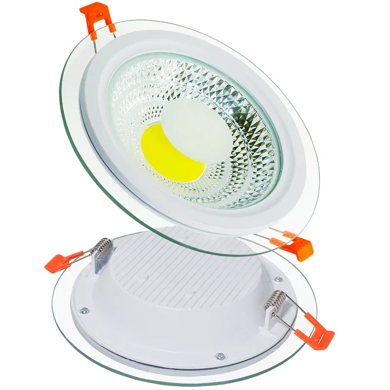 LED embedded glass downlight concealed circular COB panel light Household hotel project 18W24W sky lantern