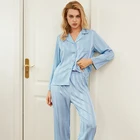 Sexy Sleepwear Satin Pajamas Sleepwear Summer Fashion Women's Sexy Silk Satin Pajama Sets V-neck Sleepwear