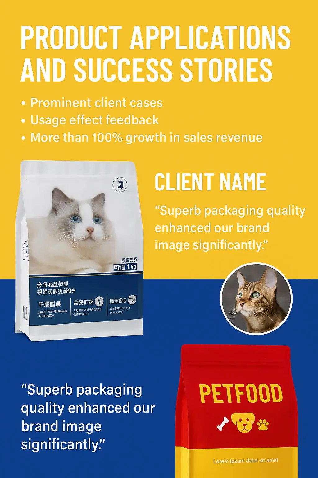 Premium PE Flat Bottom Zipper Pet Food Packaging Custom Logo Food Grade for Baby Food Chewing Gum Salad Cakes Heat Resistant - detail 12