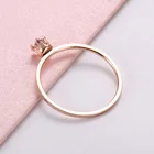 Diamond Prong Single Diamond Tail Ring Rose Gold 6 Prong Diamond Ring Titanium Steel Ring Girls Trendy