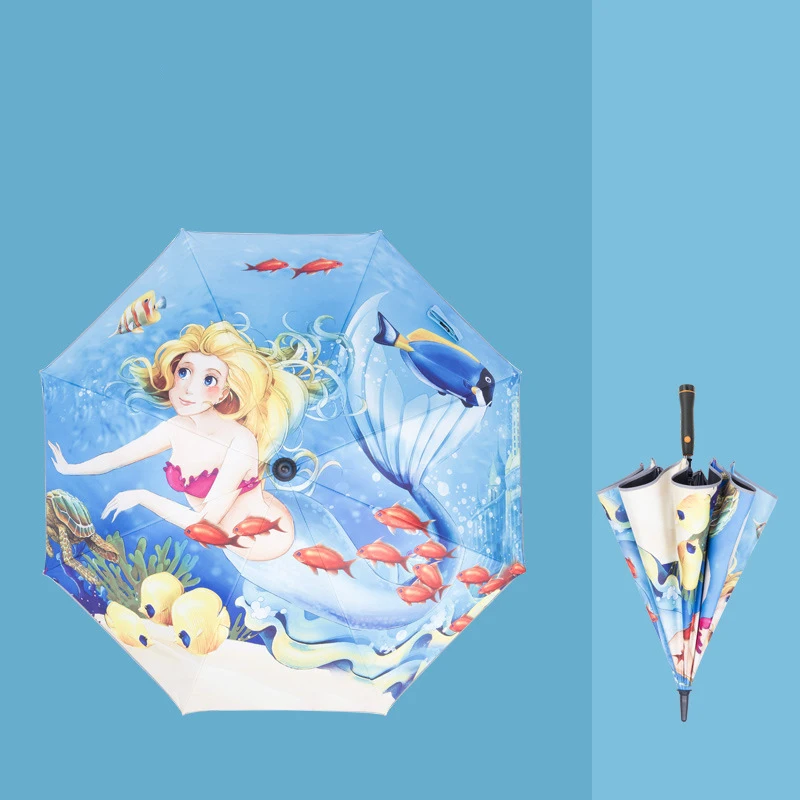 ZY125 Sunscreen UV Protection Children Long Handle Cooler Fans Battery Sun Umbrella with Fan