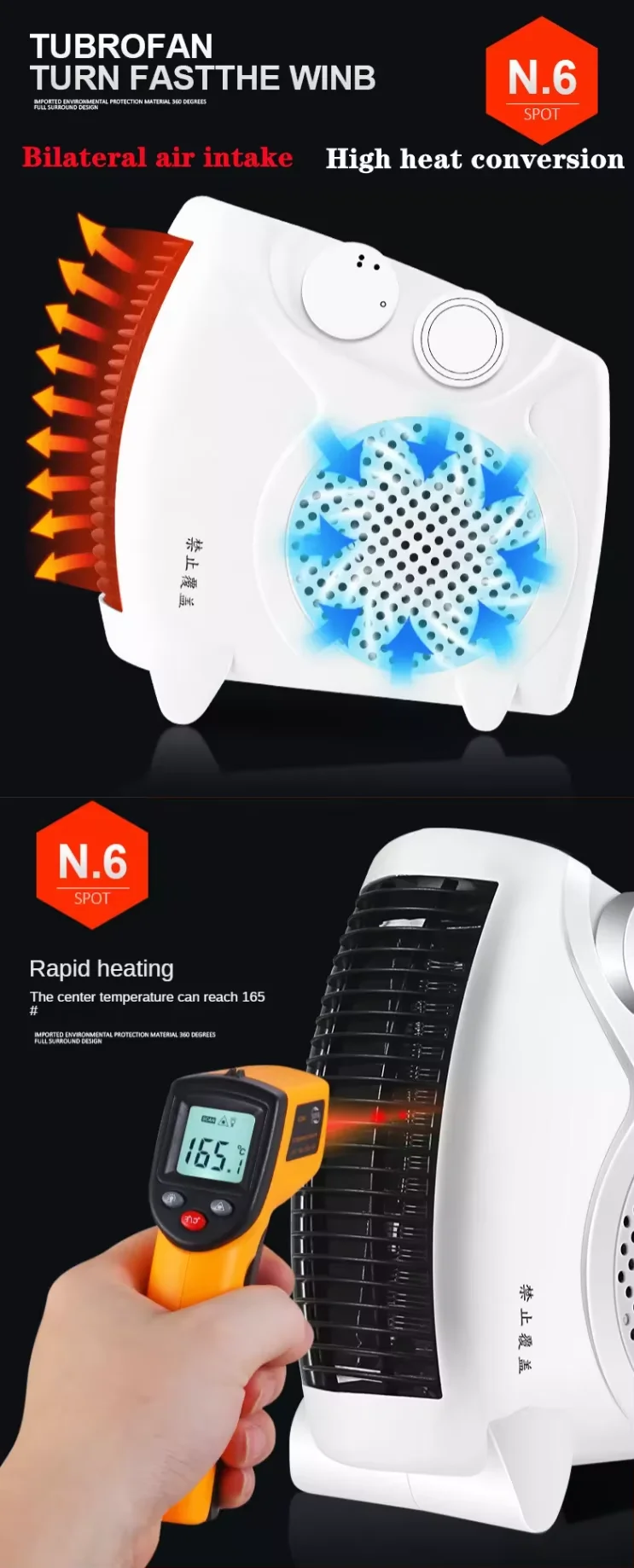 Portable Electric Thermo Fan, 2000 W, Plastic - detail 12