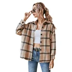 Jacket Women European Shirt Jacket Thick Long-sleeved Plaid European And American Women's Fall And Winter
