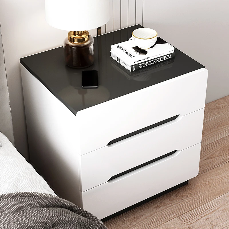 Modern Wood Furniture White Black Drawer Bedside Table Nightstand Bedside Cabinet