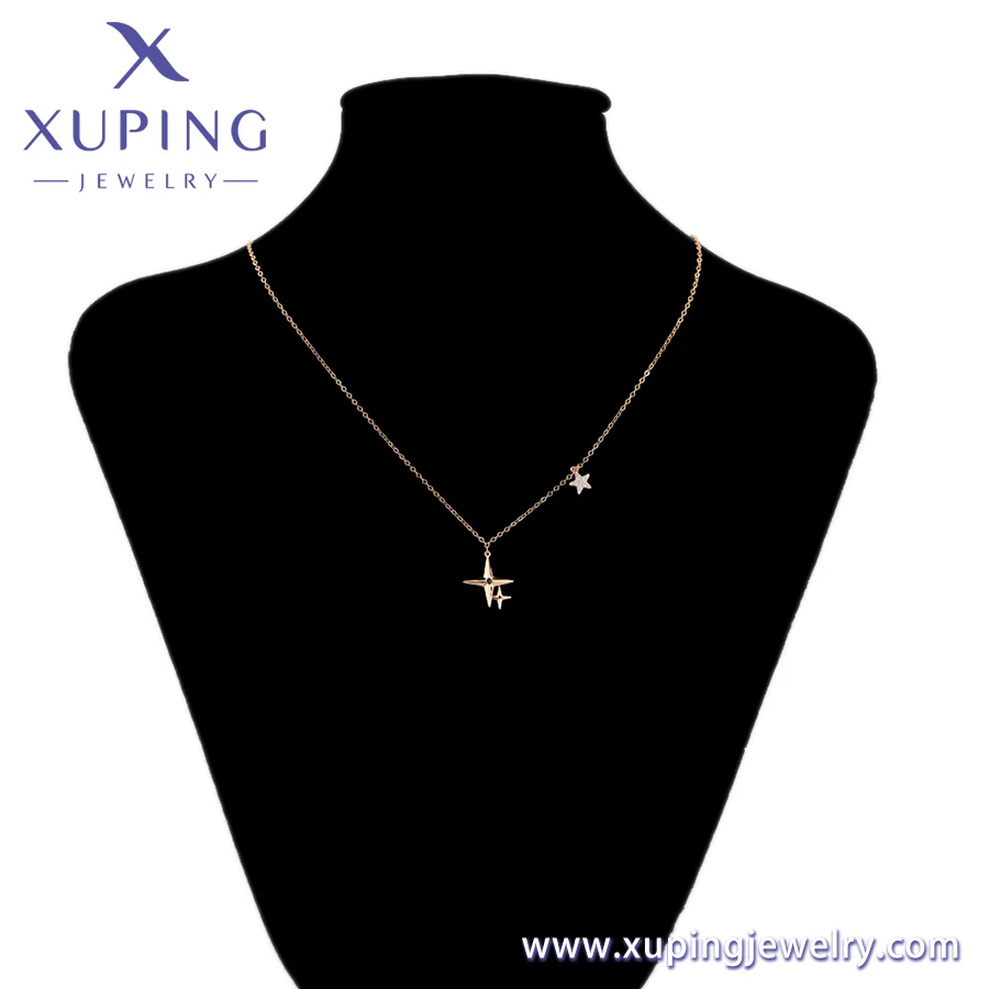 A00895746 XUPING Jewelry western jewelry 18K gold color nickel free gold plated Copper Lovely Star zircon Charm Pendant Necklace