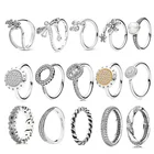 S925 Silver Silversilver S925 DIY Dream Dragonfly Four-leaf Bright Silver Plated Round Bead Ring