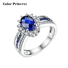 Sapphire Ring Rings 925 Silver Sapphire CZ Ring Cluster Engagement Rings For Women