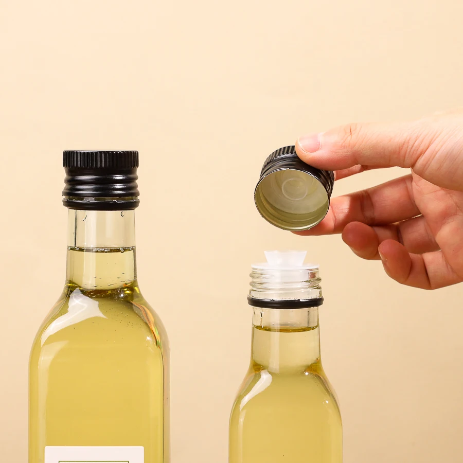 Manufacturer Supply 250ml 500ml Wholesale Empty Olive Oil Bottle Transparent Glass Bottle Cooking Oil Packing Bottle with Lid