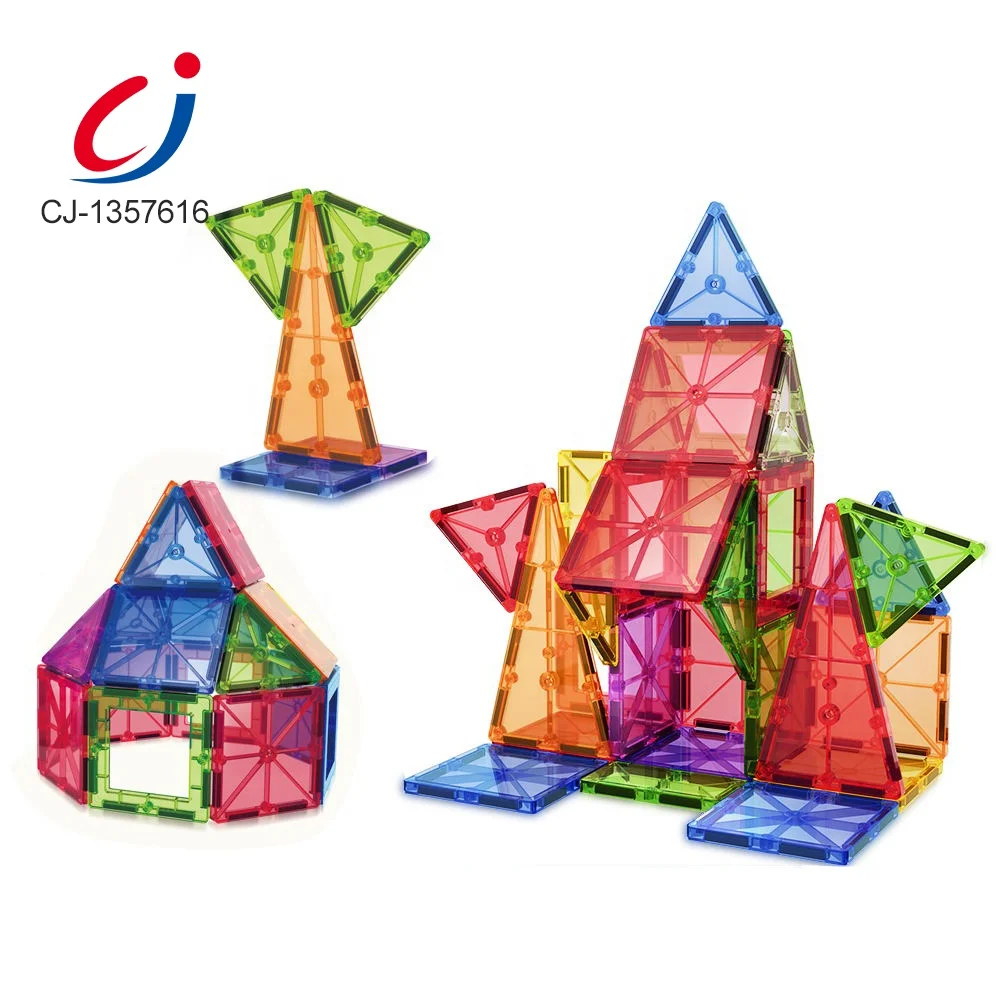 Educational Plastic Colorful Magnetic Building Block Kids , Assembly Children Building Diy Toys Magnetic Block Tiles