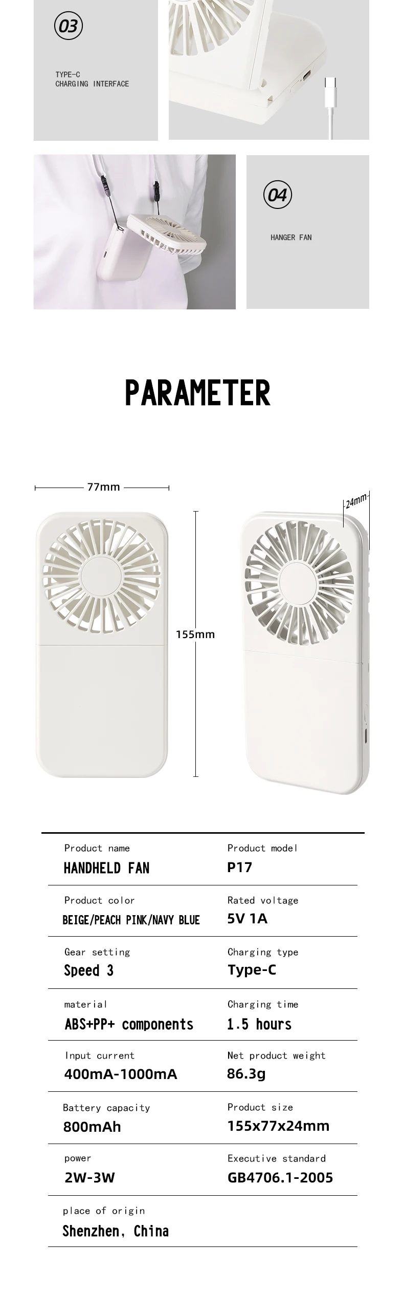 Foldable Neck Handheld Fan, USB, 5V, Battery - detail 16