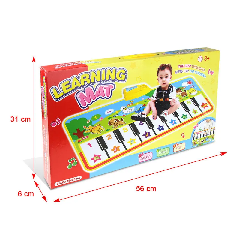 135*58cm Large Size Piano Mat Kids Musical Floor Piano Keyboard Mat with 8 Instruments Sounds Music Dance Touch Play Mat