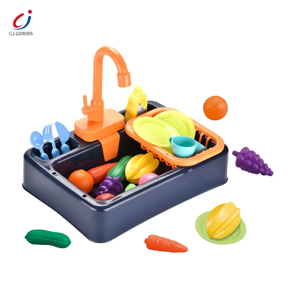 Chengji tableware new toy set cooking girls wash up running water sink toy kitchen sets pretend play toy dishwasher for kids