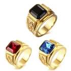 Rings Ring Newest Hip Hop 16MM Men Rings Stainless Steel Gem Stone Rings Boy Ring Black Gemstone For Men