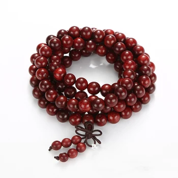 Hot sale wholesale natural Red rosewood wood beads heart Buddha beads