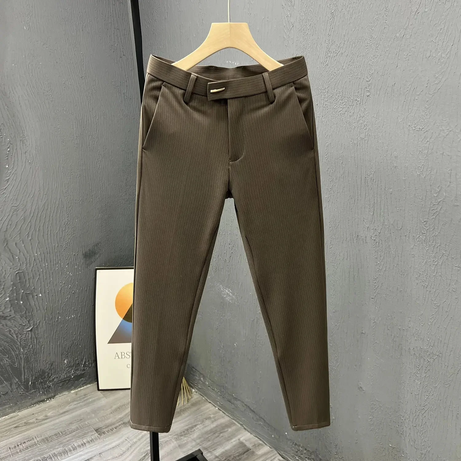 Wholesale high quality slim men's elastic pants plus size classic solid color business casual casual pants