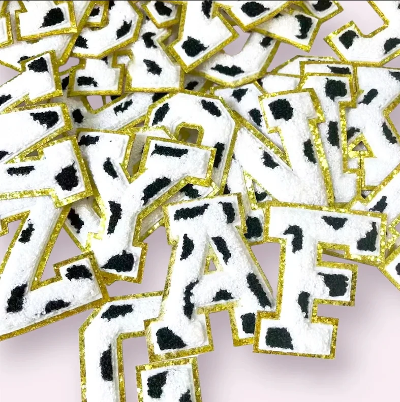 Good quality letter iron on patches custom embroidery designer patches iron on pink letters for hats
