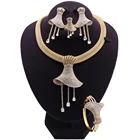 Jewelry Wedding Set Dubai Luxury Crystal Jewelry African Wedding Zircon Gold Plated Bridal Jewelry Set