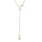 Moon Star Sterling Silver Moon Star Ladies Necklace Fashion Personality Jewelry Collarbone Chain Pendant