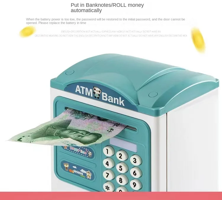 Automatic Induction Roll Money ATM Large Capacity Simulation Intelligent Electronic Fingerprint Password Suitcase Coin Bank
