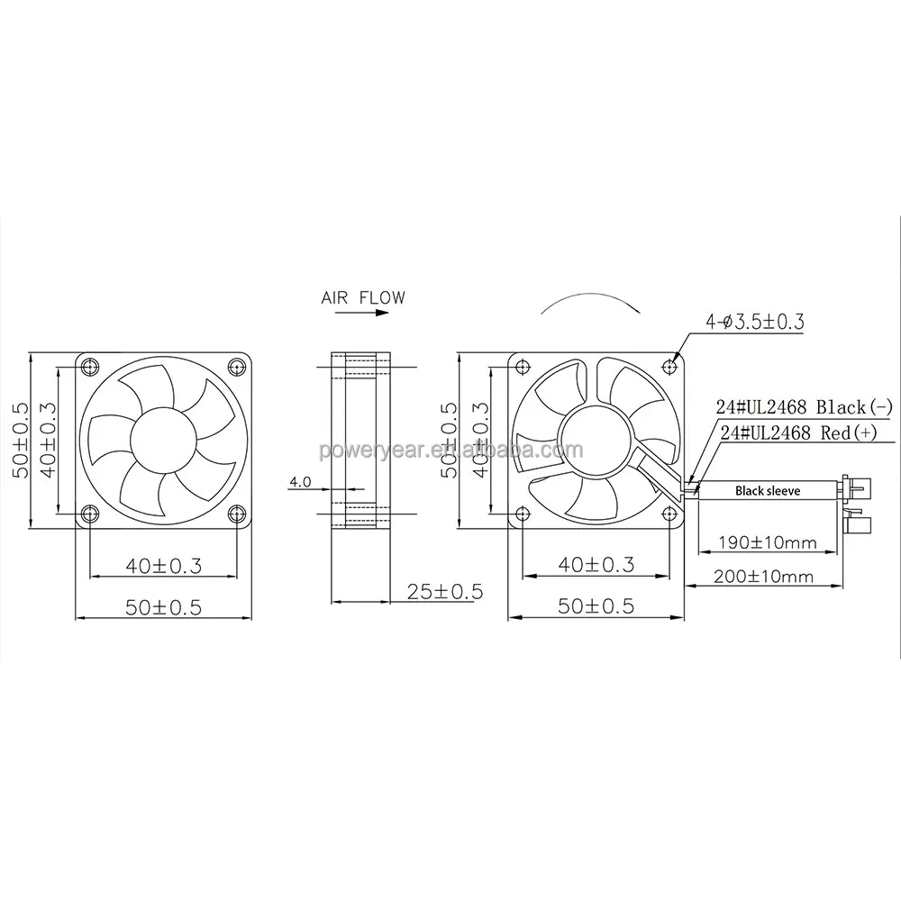 Axial Flow Fan, POWERYEAR, Brushless, 50mm, 5025 - detail 10
