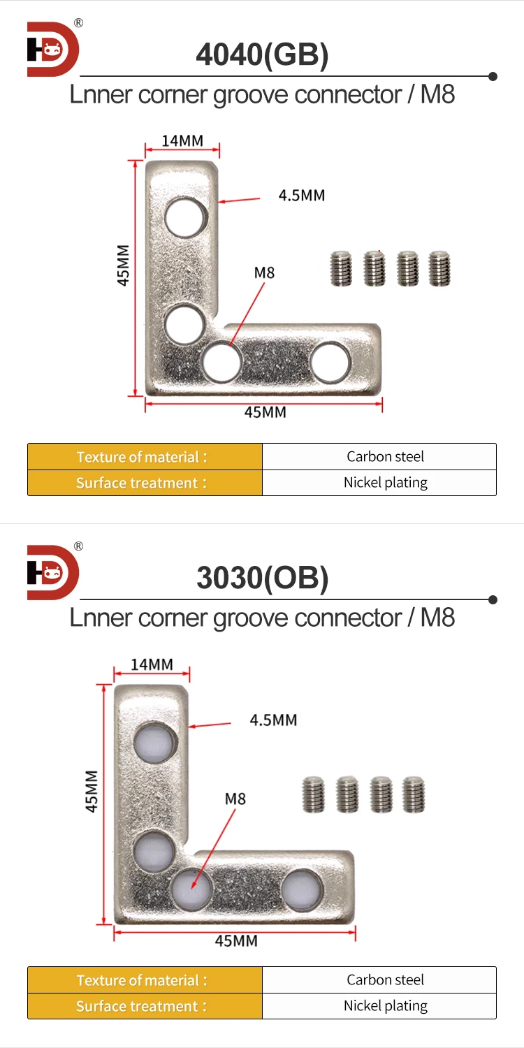 Internal groove Connector 3030 4040 Aluminum Alloy Inner Connector Industrial Aluminum Profile Accessory Side Connector manufacture