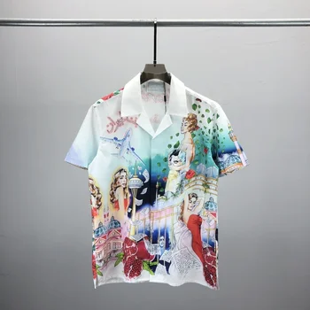 Summer new 3D digital print T-shirt Lapel shirt open lining Breathable anti pilling shirt