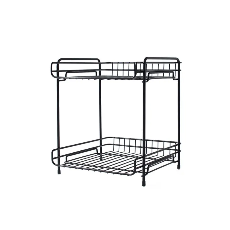 home desktop 2 Tier storage rack office simple iron wire basket kitchen cutlery Spice bottle holder bathroom organization shelf